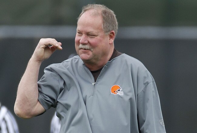 BEREA, OH - MAY 01:  Team president Mike Holmgren of the Cleveland Browns looks on during rookie mini camp at the Cleveland Browns Training and Administrative Complex on May 1, 2010 in Berea, Ohio.  (Photo by Gregory Shamus/Getty Images)