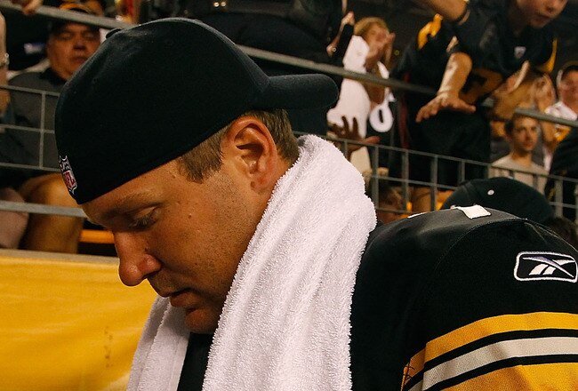 PITTSBURGH - SEPTEMBER 02:  Ben Roethlisberger #7 of the Pittsburgh Steelers walks off of the field following the preseason game against the Carolina Panthers on September 2, 2010 at Heinz Field in Pittsburgh, Pennsylvania.  (Photo by Jared Wickerham/Getty Images)