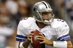 IRVING, TX - AUGUST 26:  Tony Romo #9 of the Dallas Cowboys drops back to pass the ball against the San Francisco 49ers during a preseason game on August 26, 2006 at Texas Stadium in Irving, Texas. The Cowboys defeated the 49ers 17 to 7.  (Photo by Layne Murdoch/Getty Images).