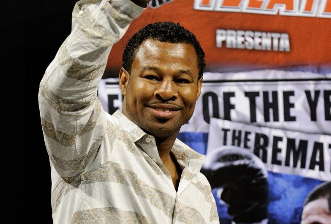 LAS VEGAS - JULY 30:  Boxer Shane Mosley appears during the official weigh-in for WBA/WBO lightweight champion Juan Manuel Marquez and Juan Diaz at the Mandalay Bay Events Center July 30, 2010 in Las Vegas, Nevada. Marquez will defend his titles against Diaz on July 31 in Las Vegas.  (Photo by Ethan Miller/Getty Images)