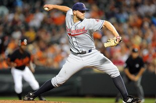 BALTIMORE - MAY 14:  Justin Masterson #63 of the Cleveland Indians pitches against the Baltimore Orioles at Camden Yards on May 14, 2010 in Baltimore, Maryland.  (Photo by Greg Fiume/Getty Images)