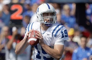 LAWRENCE, KS - SEPTEMBER 19:  Quarterback Sean Renfree #19 of the Duke Blue Devils looks to pass the ball during the game against the Kansas Jayhawks at Kivisto Field at Memorial Stadium on September 19, 2009 in Lawrence, Kansas. (Photo by Jamie Squire/Getty Images)