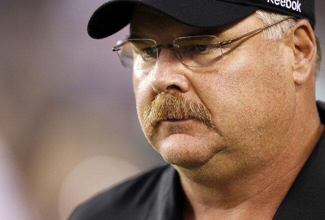 PHILADELPHIA - SEPTEMBER 02: Andy Reid, head coach of the Philadelphia Eagles stands on the sidelines during a preseason game against the New York Jets at Lincoln Financial Field on September 2, 2010 in Philadelphia, Pennsylvania. (Photo by Jeff Zelevansky/Getty Images)