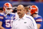 NEW ORLEANS - JANUARY 01:  Offensive coordinator and interim head coach Steve Addazio (C) of the Florida Gators stands on the field before the Allstate Sugar Bowl against the Cincinnati Bearcats at the Louisana Superdome on January 1, 2010 in New Orleans, Louisiana.  (Photo by Chris Graythen/Getty Images)