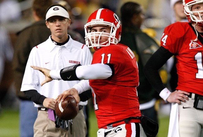 ATLANTA - NOVEMBER 28:  Backup quarterback Aaron Murray #11 of the Georgia Bulldogs against the Georgia Tech Yellow Jackets at Bobby Dodd Stadium on November 28, 2009 in Atlanta, Georgia.  (Photo by Kevin C. Cox/Getty Images)