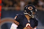 CHICAGO - AUGUST 28: Jay Cutler #6 of the Chicago Bears looks for a receiver against the Arizona Cardinals during a preseason game at Soldier Field on August 28, 2010 in Chicago, Illinois. The Cardinals defeated the Bears 14-9. (Photo by Jonathan Daniel/Getty Images)