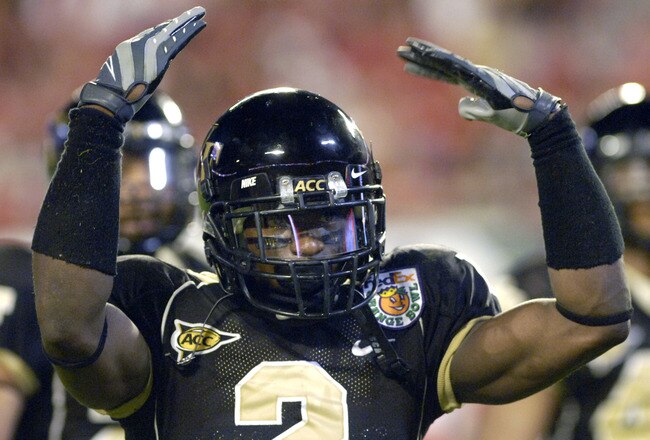 Wake Forest cornerback Alphonso Smith during the 73rd annual FedEx Orange Bowl between Louisville and Wake Forest at Dolphin Stadium in Miami, Florida on January 2, 2007. (Photo by A. Messerschmidt/Getty Images)