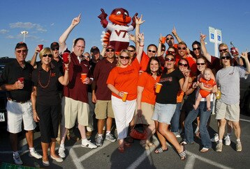 Hokie fans tailgate before kickoff at FedEx field.
