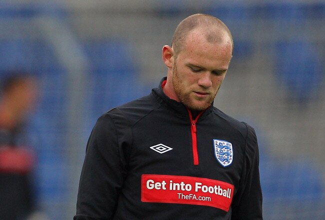 BASEL, SWITZERLAND - SEPTEMBER 06:  Wayne Rooney of England in action during the England training session ahead of their UEFA EURO 2012 qualifying match against Switzerland, at the St Jacob Stadium on September 6, 2010 in Basel, Switzerland.  (Photo by Clive Rose/Getty Images)