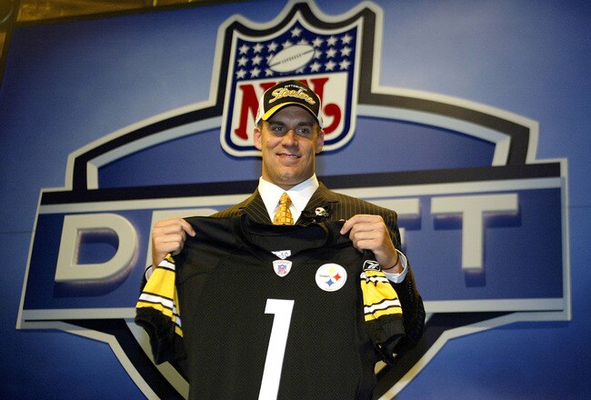 NEW YORK - APRIL 24:  Quarterback Ben Roethlisberger is seen after being selected 11th overall by the Pittsburgh Steelers during the 2004 NFL Draft on April 24, 2004 at Madison Square Garden in New York City.  (Photo by Chris Trotman/Getty Images)