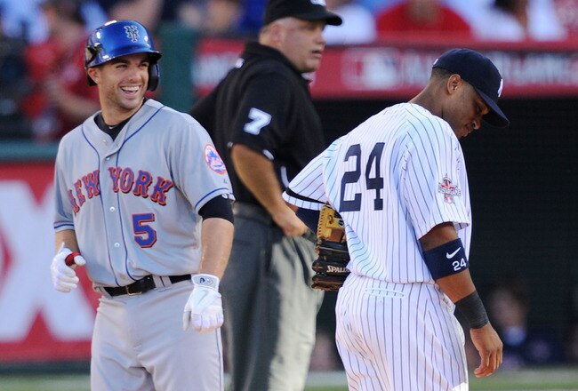 ANAHEIM, CA - JULY 13:  National League All-Star David Wright #5 of the New York Mets and American League All-Star Robinson Cano #24 of the New York Yankees during the 81st MLB All-Star Game at Angel Stadium of Anaheim on July 13, 2010 in Anaheim, California.  (Photo by Lisa Blumenfeld/Getty Images)
