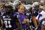 ARLINGTON, TX - SEPTEMBER 04:  Head coach Gary Patterson of the TCU Horned Frogs walks on the field before a game against the Oregon State Beavers at Cowboys Stadium on September 4, 2010 in Arlington, Texas.  (Photo by Ronald Martinez/Getty Images)
