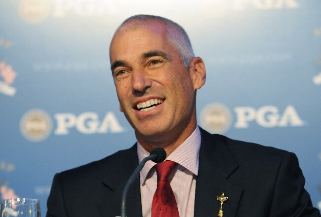 NEW YORK - SEPTEMBER 7:  Corey Pavin, team captain of the 2010 USA Ryder Cup, speaks during a news conference to announce the four captain's picks to complete the team at the New York Stock Exchange on September 7, 2010 in New York City. (Photo by Jonathan Fickies/Getty Images)