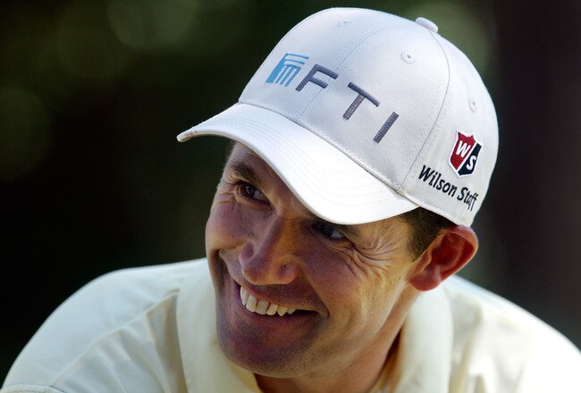 PARAMUS, NJ - AUGUST 29:  Padraig Harrington of Ireland smiles as he waits on the first tee during the final round of The Barclays at the Ridgewood Country Club on August 29, 2010 in Paramus, New Jersey.  (Photo by Scott Halleran/Getty Images)