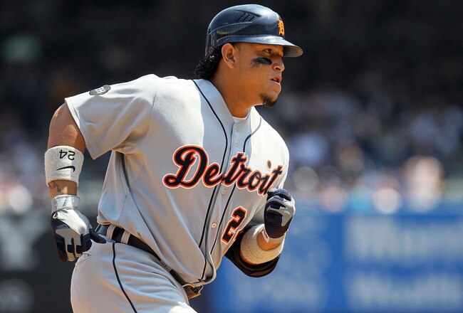 NEW YORK - AUGUST 19:  Miguel Cabrera #24 of the Detroit Tigers runs the bases after his first inning two run home run against the New York Yankees on August 19, 2010 at Yankee Stadium in the Bronx borough of New York City.  (Photo by Jim McIsaac/Getty Images)