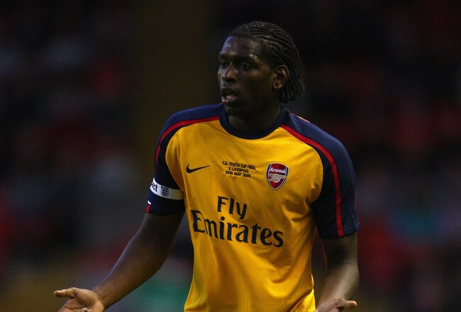 LIVERPOOL, ENGLAND - MAY 26: Jay Emmanuel Thomas of Arsenal during the second leg of the FA Youth Cup final sponsored by E.ON, between Liverpool and Arsenal at Anfield on May 26, 2009 in Liverpool, England.  (Photo by Jamie McDonald/Getty Images)