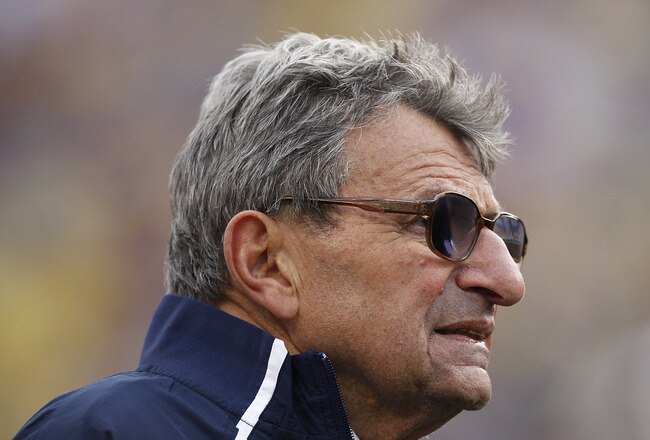 ORLANDO, FL - JANUARY 1: Head coach Joe Paterno of the Penn State Nittany Lions looks on during the 2010 Capital One Bowl against the LSU Tigers at the Florida Citrus Bowl Stadium on January 1, 2010 in Orlando, Florida. Penn State won 19-17. (Photo by Joe Robbins/Getty Images)