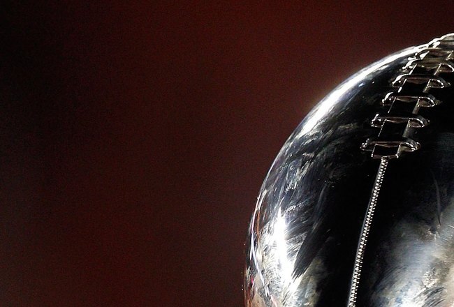 MIAMI GARDENS, FL - FEBRUARY 07:  A detail of the Vince Lombardi Trophy as the New Orleans Saints celebrate after defeating the Indianapolis Colts during Super Bowl XLIV on February 7, 2010 at Sun Life Stadium in Miami Gardens, Florida.  (Photo by Jonathan Daniel/Getty Images)