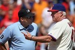 PHILADELPHIA - MAY 06:  Manager Charlie Manuel of the Philadelphia Phillies argues with first base umpire Andy Fletcher during the game against the St. Louis Cardinals at Citizens Bank Park on May 6, 2010 in Philadelphia, Pennsylvania. The Phillies defeated the Cardinals 7-2.  (Photo by Jim McIsaac/Getty Images)