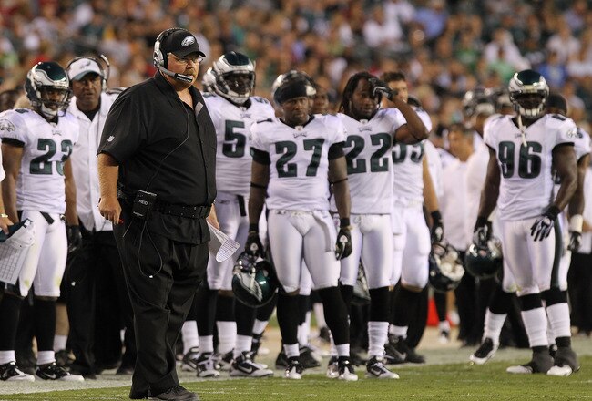 PHILADELPHIA - AUGUST 13:  Head Coach of the Philadelphia Eagles, Andy Reid stands on the sideline against the Jacksonville Jaguars during their preseason game at Lincoln Financial Field on August 13, 2010 in Philadelphia, Pennsylvania.  (Photo by Nick Laham/Getty Images)