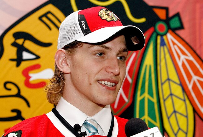 OTTAWA, ON - JUNE 21:  68th overall pick, Shawn Lalonde of the Chicago Blackhawks is interviewed after being selected in the 2008 NHL Entry Draft at Scotiabank Place on June 21, 2008 in Ottawa, Ontario, Canada.  (Photo by Richard Wolowicz/Getty Images)