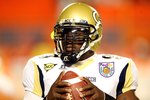 MIAMI GARDENS, FL - JANUARY 05:  Josh Nesbitt #9 of the Georgia Tech Yellow Jackets warms up against the Iowa Hawkeyes during the FedEx Orange Bowl at Land Shark Stadium on January 5, 2010 in Miami Gardens, Florida.  (Photo by Streeter Lecka/Getty Images)