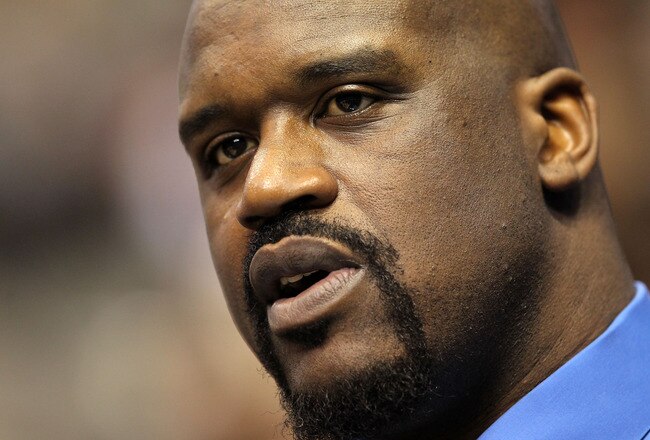 DALLAS - FEBRUARY 13:  Shaquille O'Neal #33 of the Cleveland Cavaliers looks on during the Haier Shooting Stars Competition on All-Star Saturday Night, part of 2010 NBA All-Star Weekend at American Airlines Center on February 13, 2010 in Dallas, Texas. NOTE TO USER: User expressly acknowledges and agrees that, by downloading and or using this photograph, User is consenting to the terms and conditions of the Getty Images License Agreement.  (Photo by Ronald Martinez/Getty Images)