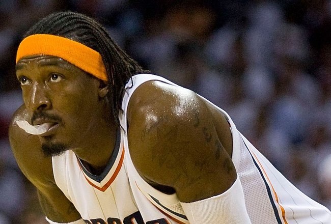 CHARLOTTE, NC - APRIL 26: Gerald Wallace #3 of the Charlotte Bobcats looks on against the Orlando Magic at Time Warner Cable Arena on April 26, 2010 in Charlotte, North Carolina.  The Magic defeated the Bobcats 99-90 to complete the four game sweep.  NOTE TO USER: User expressly acknowledges and agrees that, by downloading and or using this Photograph, user is consenting to the terms and conditions of the Getty Images License Agreement.   (Photo by Brian A. Westerholt/Getty Images)