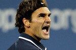 NEW YORK - SEPTEMBER 08:  Roger Federer of Switzerland reacts after defeating against Robin Soderling of Sweden during his men's singles quarterfinal match on day ten of the 2010 U.S. Open at the USTA Billie Jean King National Tennis Center on September 8, 2010 in the Flushing neighborhood of the Queens borough of New York City.  (Photo by Matthew Stockman/Getty Images)