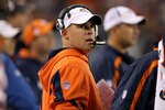 DENVER - NOVEMBER 26:  Head coach Josh McDaniels of the Denver Broncos looks on from the sidelines as he leads his team against the New York Giants during NFL action at Invesco Field at Mile High on November 26, 2009 in Denver, Colorado.  (Photo by Doug Pensinger/Getty Images)