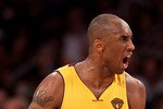 LOS ANGELES, CA - JUNE 17:  Kobe Bryant #24 of the Los Angeles Lakers reacts in Game Seven of the 2010 NBA Finals against the Boston Celtics at Staples Center on June 17, 2010 in Los Angeles, California.  NOTE TO USER: User expressly acknowledges and agrees that, by downloading and/or using this Photograph, user is consenting to the terms and conditions of the Getty Images License Agreement.  (Photo by Christian Petersen/Getty Images)