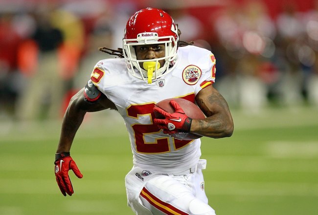ATLANTA - AUGUST 13:  Dexter McCluster #22 of the Kansas City Chiefs against the Atlanta Falcons at Georgia Dome on August 13, 2010 in Atlanta, Georgia.  (Photo by Kevin C. Cox/Getty Images)