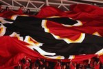 CALGARY, AB - APRIL 20: A giant Calgary Flames flag is passed through the crowd before the game against the Chicago Blackhawks in Game Three of the Western Conference Quarterfinals of the 2009 Stanley Cup Playoffs on April 20, 2009 at the Pengrowth Saddledome in Calgary, Alberta, Canada. (Photo by Mike Ridewood/Getty Images)