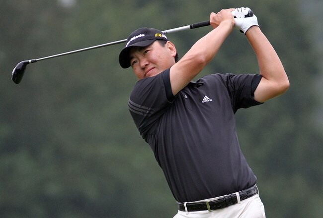 LEMONT, IL - SEPTEMBER 11:  Charlie Wi of South Korea tees off from the eighth hole during the third round of the BMW Championship at Cog Hill Golf & Country Club on September 11, 2010 in Lemont, Illinois.  (Photo by Jamie Squire/Getty Images)
