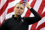 NEW YORK - SEPTEMBER 11:  Vera Zvonareva of Russia reacts during the trophy ceremony after being defeated by Kim Clijsters of Belgium during their women's singles final on day thirteen of the 2010 U.S. Open at the USTA Billie Jean King National Tennis Center on September 11, 2010 in the Flushing neighborhood of the Queens borough of New York City.  (Photo by Al Bello/Getty Images)