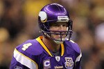 NEW ORLEANS - SEPTEMBER 09:  Quarterback Brett Favre #4 of the Minnesota Vikings at Louisiana Superdome on September 9, 2010 in New Orleans, Louisiana.  (Photo by Ronald Martinez/Getty Images)