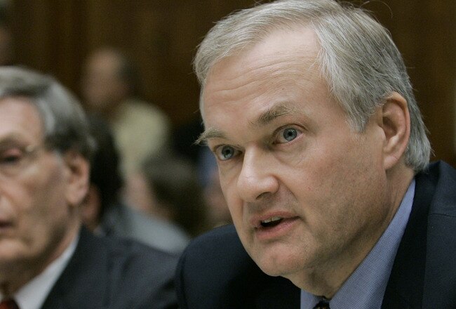 WASHINGTON - MAY 18:  Donald Fehr (R) of the Major League Baseball Players Association  speaks while Bud Selig, Major League Baseball Commissioner, listens during a House Subcommittee on Commerce and Consumer Protection hearing on Capitol Hill May 18, 2005 in Washington, DC. The Subcommittee is hearing testimony from commissioners of professional baseball, hockey basketball and soccer as well as representatives of player associations on the use of steroids in professional sports and possible legislation.  (Photo by Mark Wilson/Getty Images)