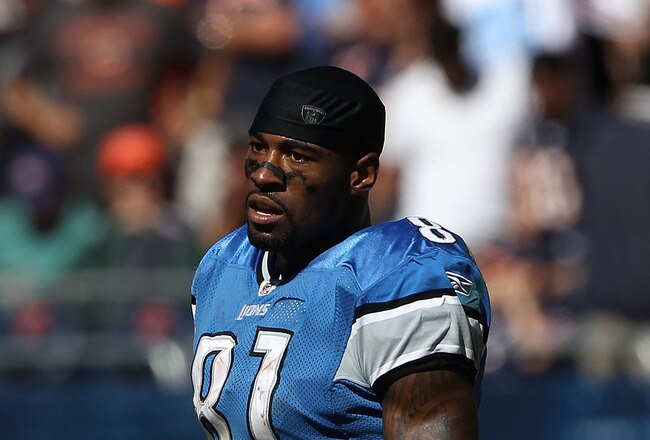 CHICAGO - SEPTEMBER 12: Calvin Johnson #81 of the Detroit Lions waits for a instant replay ruling on an apparent touchdown catch in the final minute against the Chicago Bears during the NFL season opening game at Soldier Field on September 12, 2010 in Chicago, Illinois. The Bears defeated the Lions 19-14. (Photo by Jonathan Daniel/Getty Images)