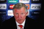 MANCHESTER, ENGLAND - SEPTEMBER 13:  Sir Alex Ferguson of Manchester United faces the media during a press conference ahead of their UEFA Champions League matcg against Rangers held at Carrington Training Ground on September 13, 2010 in Manchester, England.  (Photo by Alex Livesey/Getty Images)