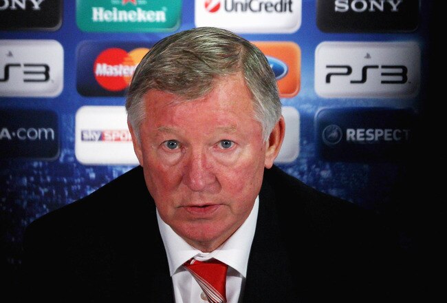 MANCHESTER, ENGLAND - SEPTEMBER 13:  Sir Alex Ferguson of Manchester United faces the media during a press conference ahead of their UEFA Champions League matcg against Rangers held at Carrington Training Ground on September 13, 2010 in Manchester, England.  (Photo by Alex Livesey/Getty Images)