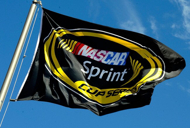 HAMPTON, GA - SEPTEMBER 04:  The NASCAR Sprint Cup Series flag flaps in the wind prior to practice for the NASCAR Sprint Cup Series Emory Healthcare 500 at Atlanta Motor Speedway on September 4, 2010 in Hampton, Georgia.  (Photo by Rusty Jarrett/Getty Images for NASCAR)
