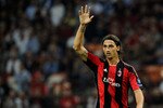 MILAN, ITALY - SEPTEMBER 15:  Zlatan Ibrahimovic of AC Milan during the UEFA Champions League group G match between AC Milan and Auxerre at San Siro Stadium on September 15, 2010 in Milan, Italy.  (Photo by Claudio Villa/Getty Images)