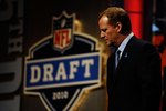 NEW YORK - APRIL 22:  NFL Commissioner Roger Goodell looks on as he stands on stage during the first round of the 2010 NFL Draft at Radio City Music Hall on April 22, 2010 in New York City.  (Photo by Jeff Zelevansky/Getty Images)