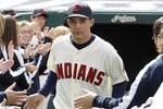 CLEVELAND, OH - APRIL 12:  Grady Sizemore #24 of the the Cleveland Indians is introduced to fans on Opening Day prior to playing the Texas Rangers on April 12, 2010 at Progressive Field in Cleveland, Ohio.  (Photo by Gregory Shamus/Getty Images)