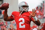 COLUMBUS, OH - SEPTEMBER 11:  Quarterback Terrelle Pryor #2 of the Ohio State Buckeyes warms up before a game against the Miami Hurricanes at Ohio Stadium on September 11, 2010 in Columbus, Ohio.  (Photo by Jamie Sabau/Getty Images)