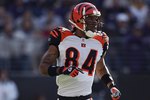 BALTIMORE - NOVEMBER 5:  T.J. Houshmanzadeh #84 of the Cincinnati Bengals runs during the game against the Baltimore Ravens at M&T Bank Stadium on November 5, 2006 in Baltimore, Maryland.  The Ravens defeated the Bengals 26-20. (Photo by Harry How/Getty Images)
