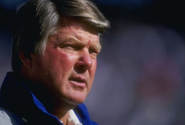 22 Nov 1992: Dallas Cowboys head coach Jimmy Johnson looks on during a game against the Phoenix Cardinals at Texas Stadium in Irving, Texas. The Cowboys won the game, 16-10.