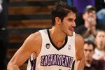 SACRAMENTO, CA - DECEMBER 23:  Omri Casspi #18 of the Sacramento Kings celebrates after hitting a shot against the Cleveland Cavaliers during an NBA game at ARCO Arena on December 23, 2009 in Sacramento, California.  NOTE TO USER: User expressly acknowledges and agrees that, by downloading and/or using this Photograph, user is consenting to the terms and conditions of the Getty Images License Agreement.  (Photo by Jed Jacobsohn/Getty Images)