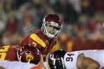 LOS ANGELES, CA - SEPTEMBER 11:  Quarterback Matt Barkley #7 of the USC Trojans calls signals against the Virginia Cavaliers at Los Angeles Memorial Coliseum on September 11, 2010 in Los Angeles, California. USC won 17-14.  (Photo by Stephen Dunn/Getty Images)
