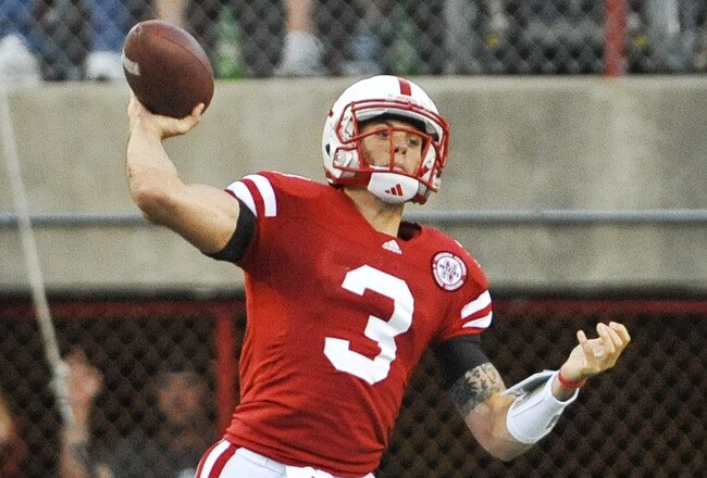 LINCOLN, NE - SEPTEMBER 04: Taylor Martinez #3 of the Nebraska Cornhuskers  passes the ball down field against the Western Kentucky Hilltoppers  during first half action of their game at Memorial Stadium on September 4, 2010 in Lincoln, Nebraska. Nebraska defeated Western Kentucky 49-10. (Photo by Eric Francis/Getty Images)